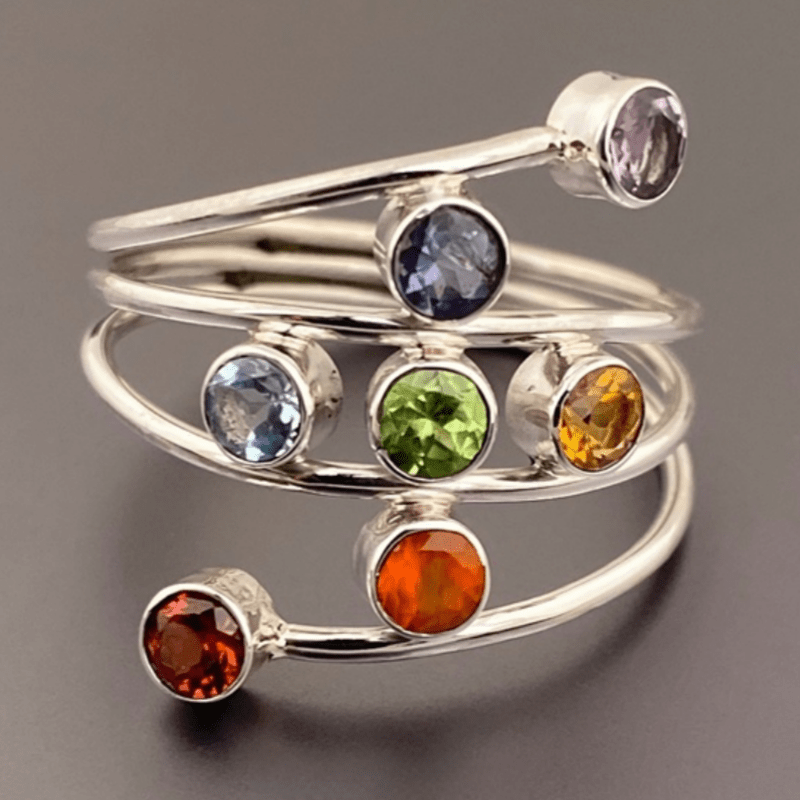 Unisex Wide Ring with Colorful Zirconia — Everyday Wear